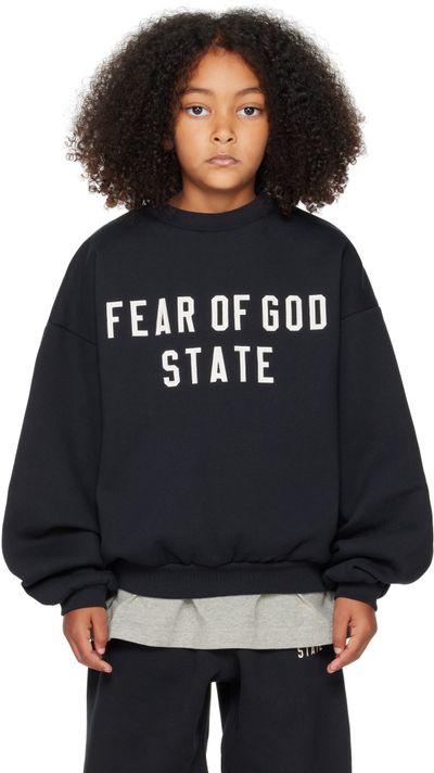 Fear of God ESSENTIALS Kids Black 90s Fit Fleece Crewneck Sweatshirt