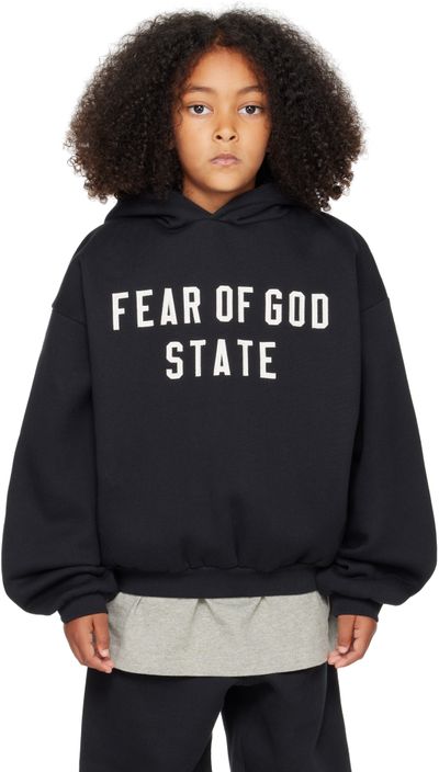 Fear of God ESSENTIALS Kids Black 90s Fit Fleece Hoodie