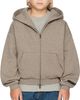 Fear of God ESSENTIALS Kids Brown Fleece Zip Up Hoodie
