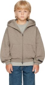 Fear of God ESSENTIALS Kids Brown Fleece Zip Up Hoodie
