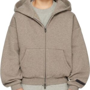Fear of God ESSENTIALS Kids Brown Fleece Zip Up Hoodie
