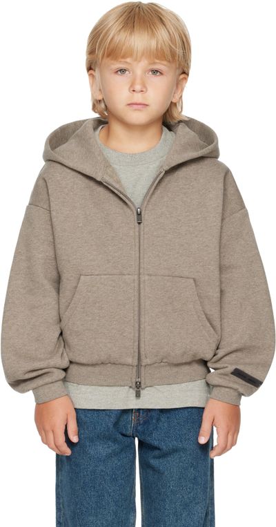 Fear of God ESSENTIALS Kids Brown Fleece Zip Up Hoodie