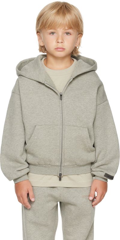 Fear of God ESSENTIALS Kids Gray Fleece Zip Up Hoodie