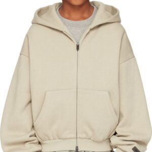 Fear of God ESSENTIALS Kids Taupe Fleece Zip Up Hoodie