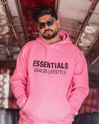 The pink Ghalib Essentials hoodie